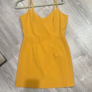 French Connection Mustard Spaghetti-Strap Mini Dress